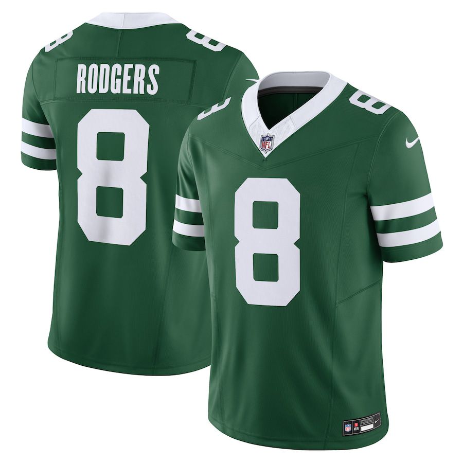 Men New York Jets 8 Aaron Rodgers Nike Legacy Green Vapor F.U.S.E. Limited NFL Jersey